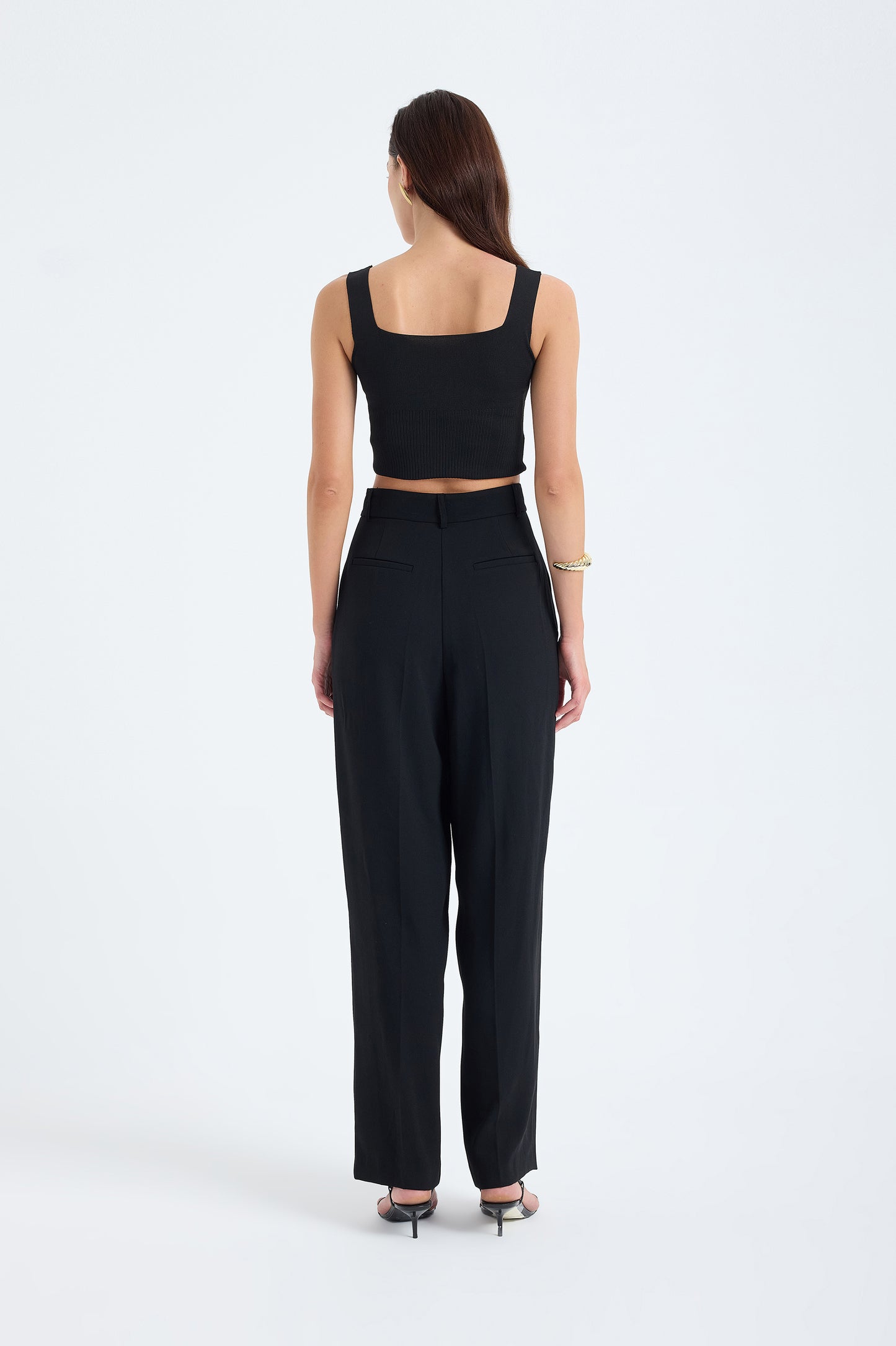 Nevara High Waist Wide Leg Pants – Black