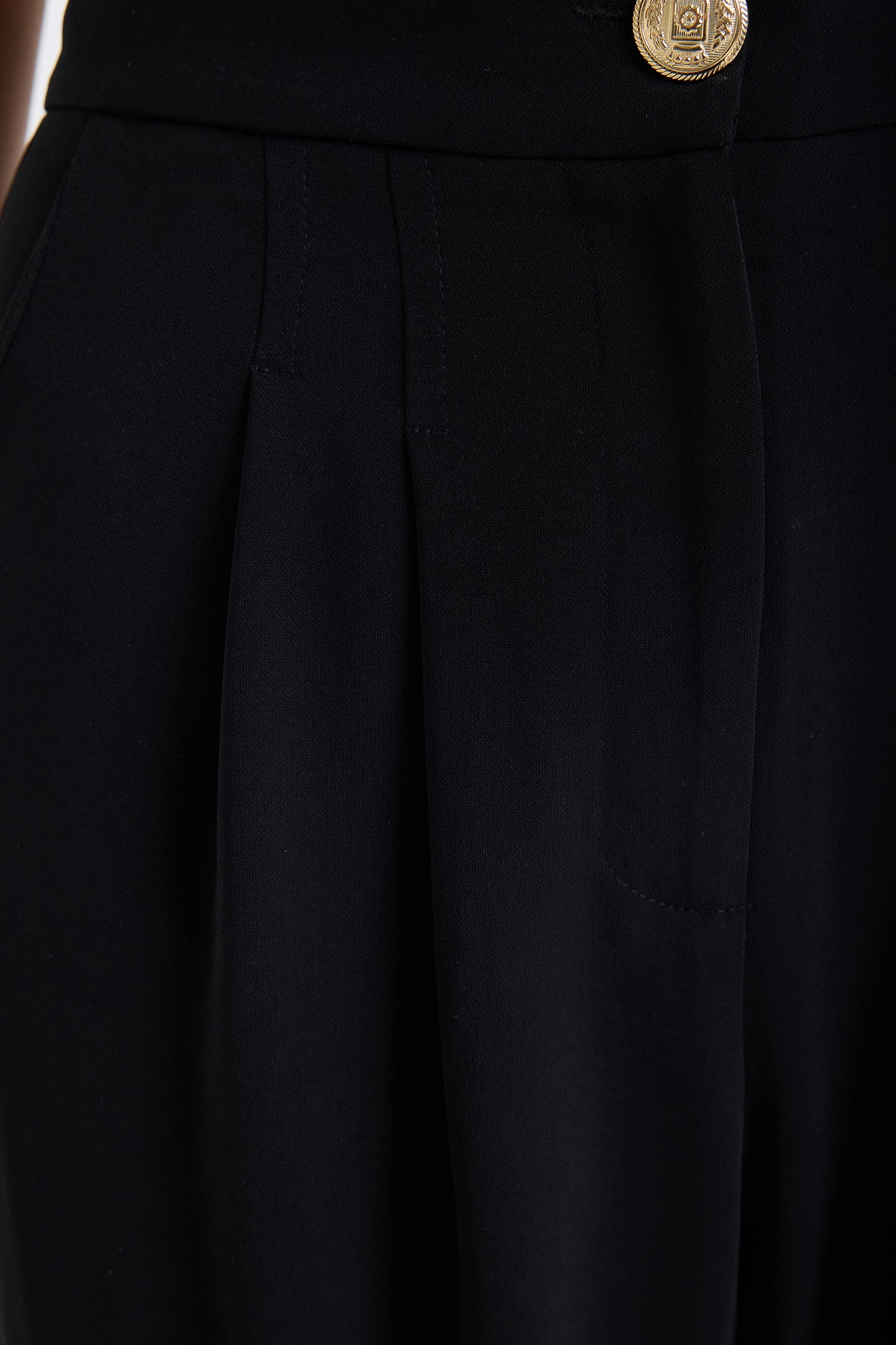 Elara High Waist Pleated Pants – Black