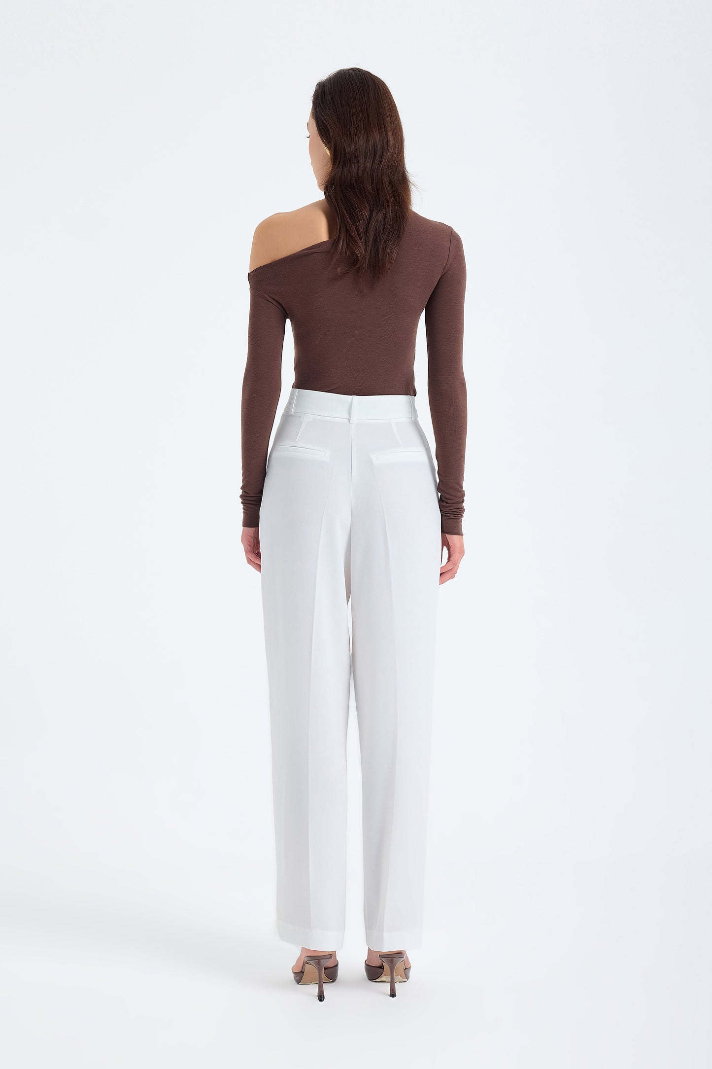 Nevara High Waist Wide Leg Pants – White