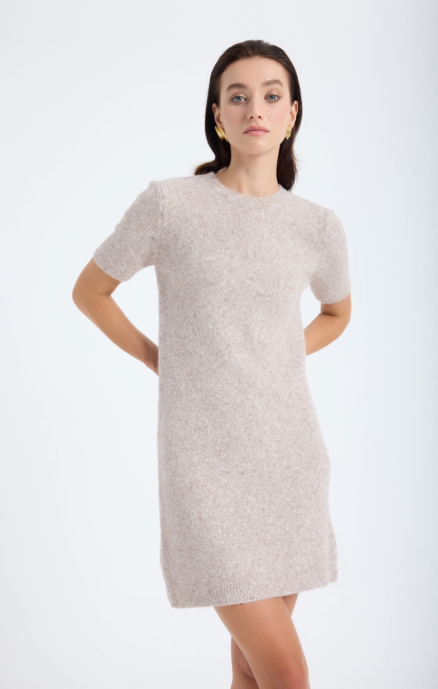 Rune Short Sleeve Knit Dress – Grey