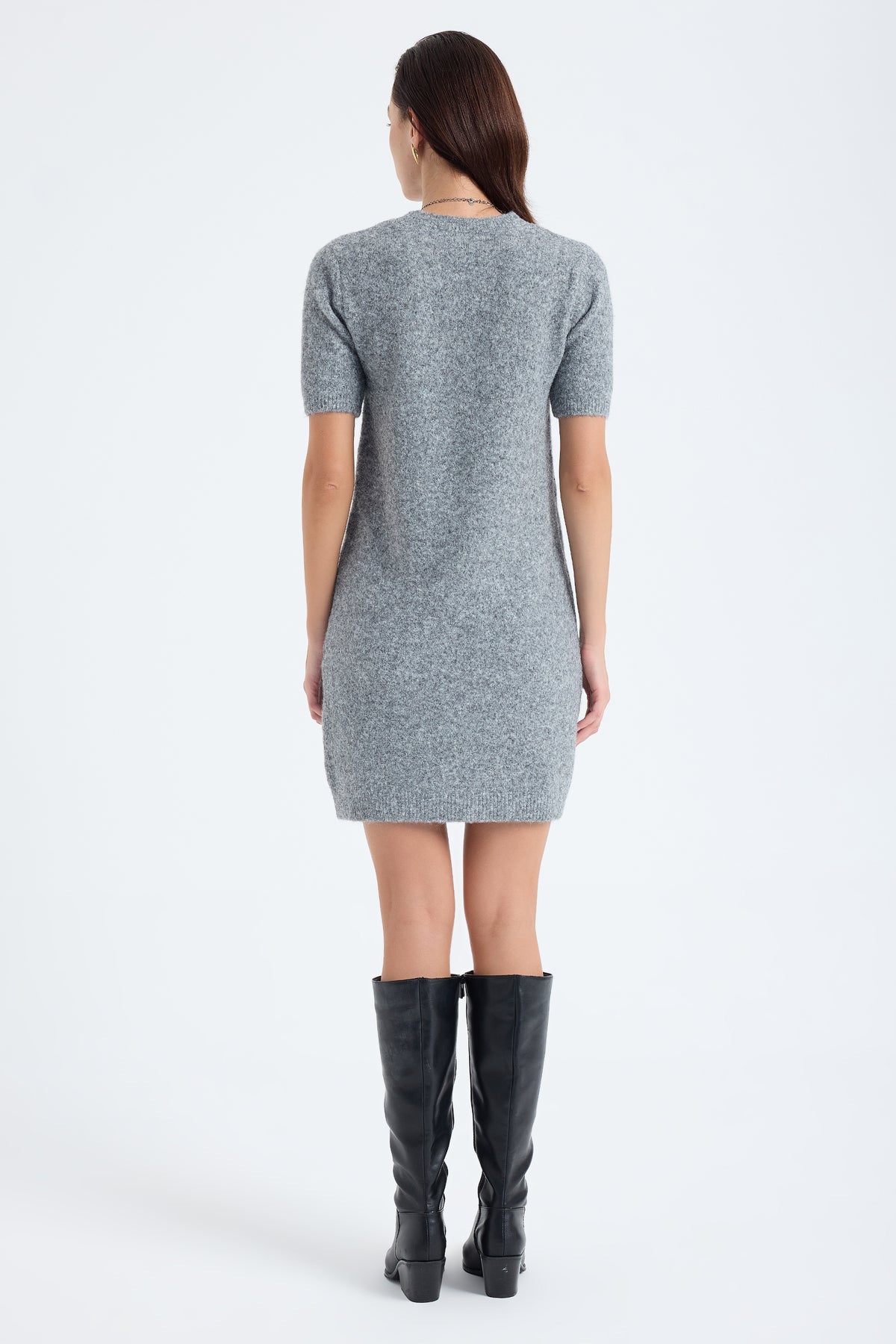 Rune Short Sleeve Knit Dress – Grey