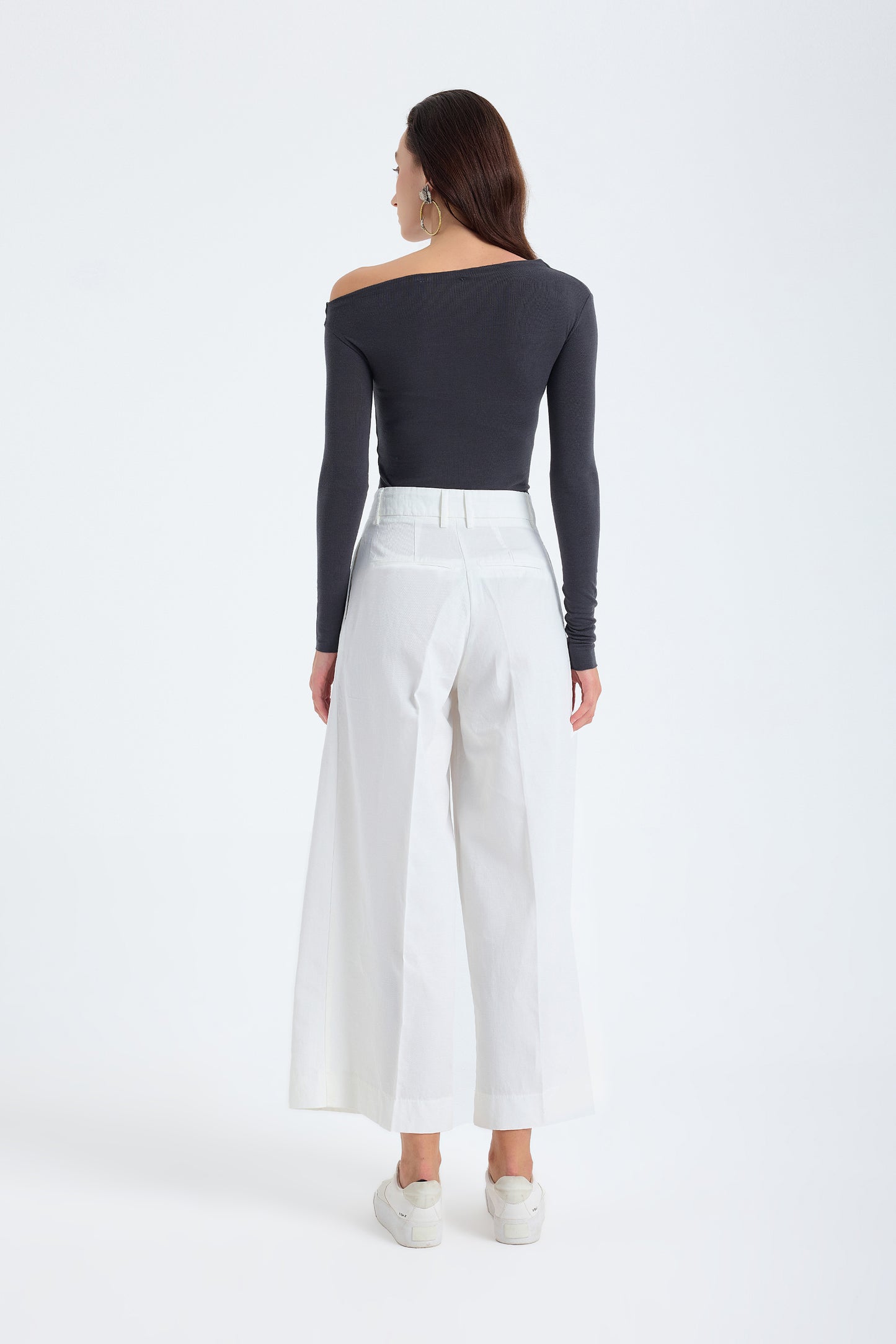 Cyra Linen Wide Leg Trousers - White