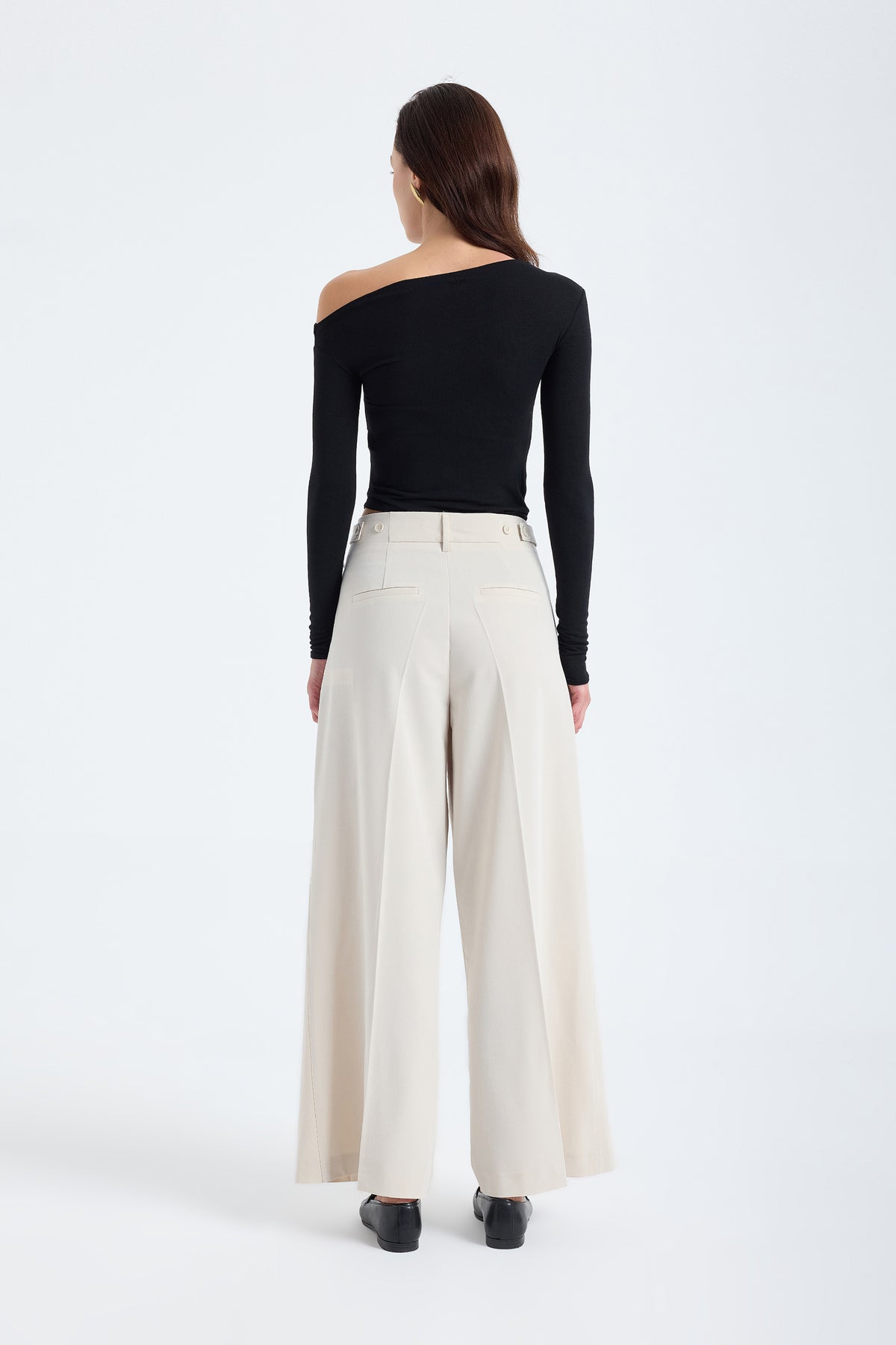 Liora Double Pleated Palazzo Trousers – Stone