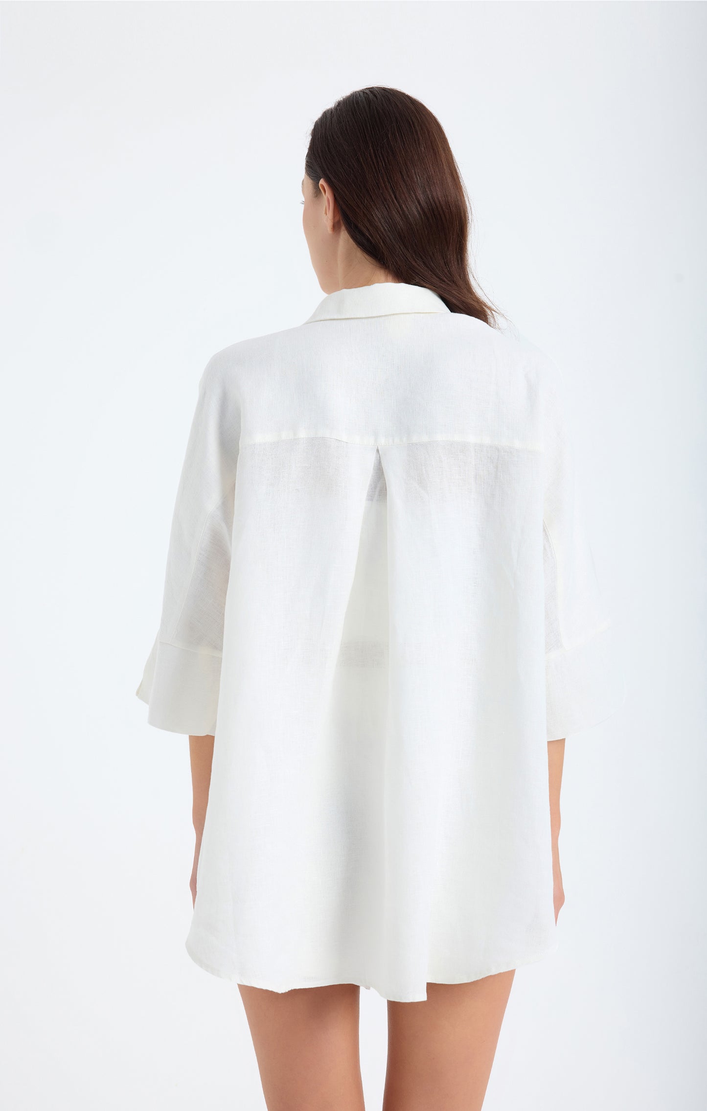 Iyan 100% Linen Oversize Shirt -White