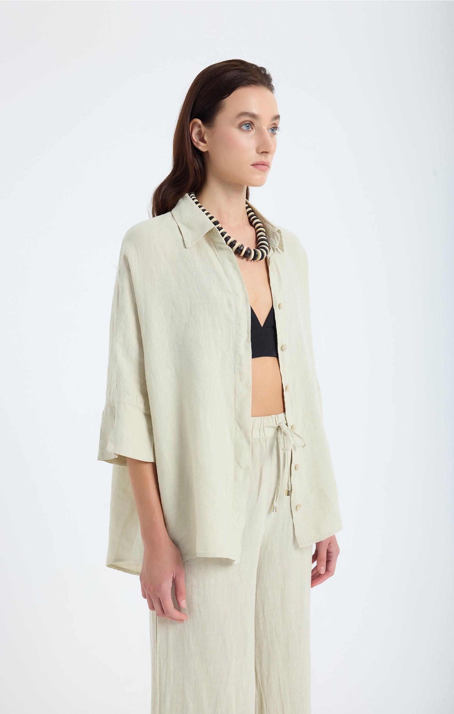 Iyan 100% Linen Oversize Shirt - Stone