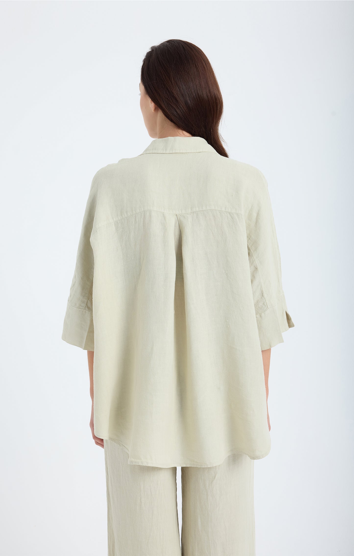Iyan 100% Linen Oversize Shirt - Stone