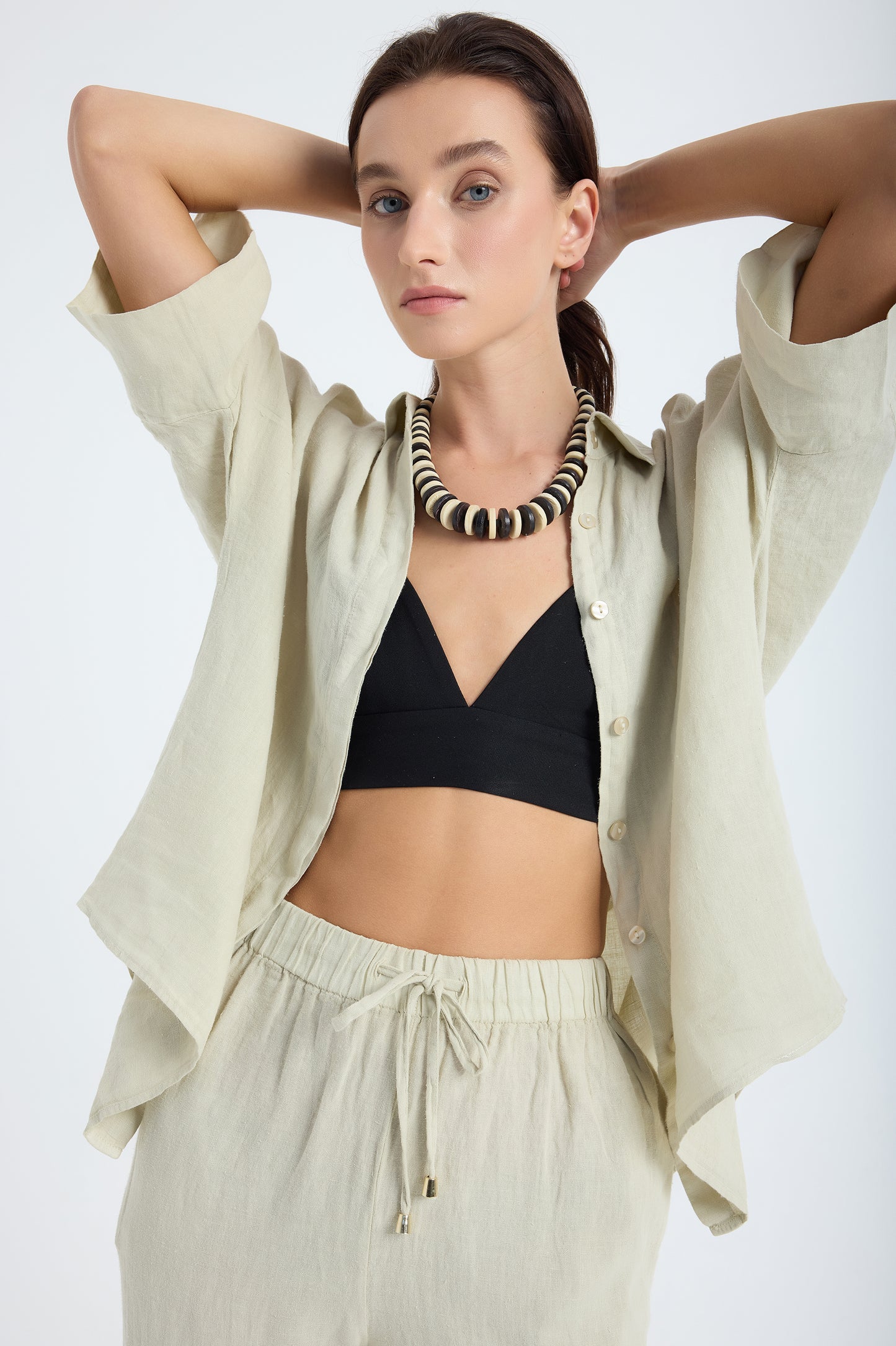 Iyan 100% Linen Oversize Shirt - Stone