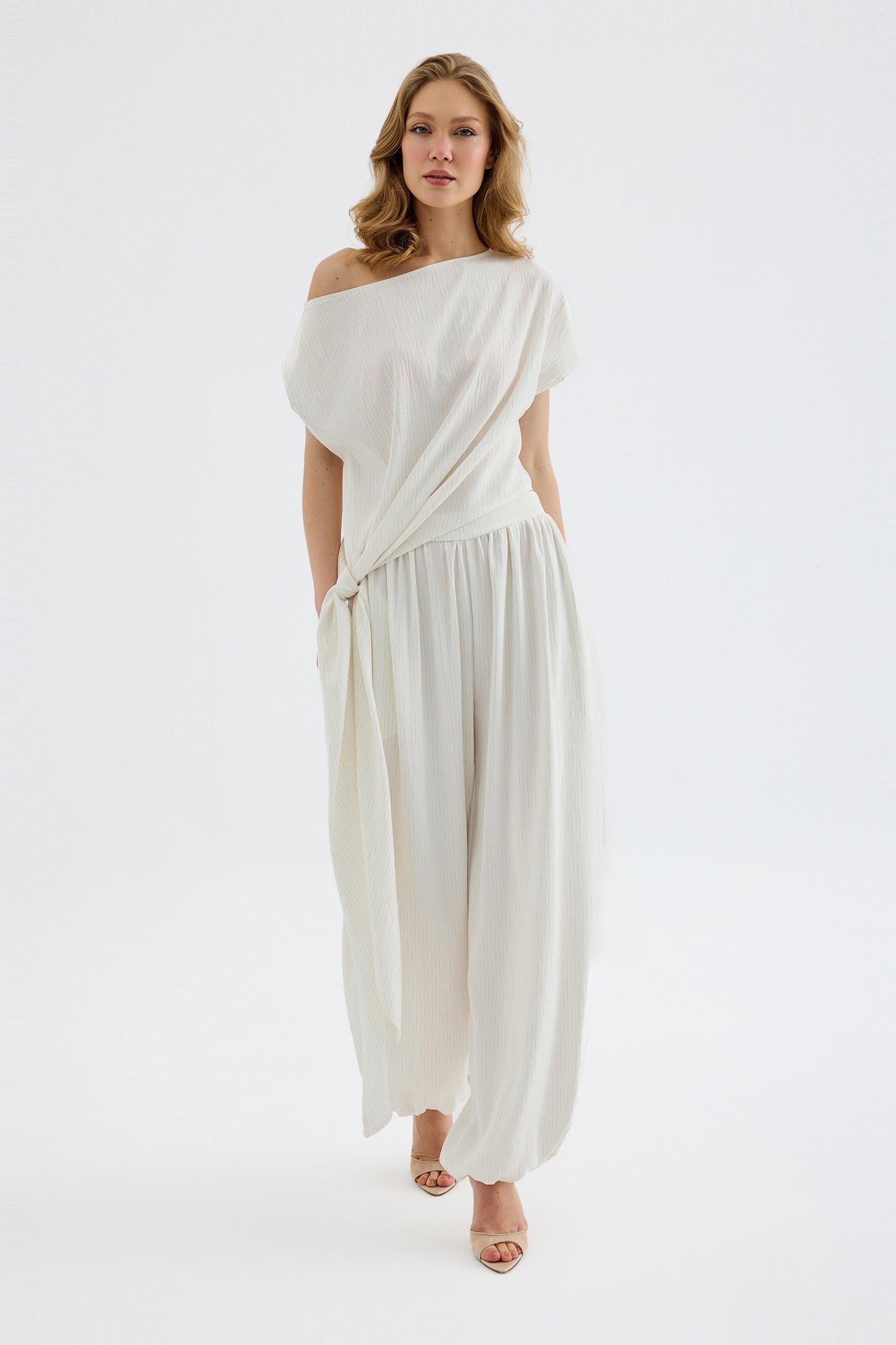 Torina Draped Viscose Top - Ecru