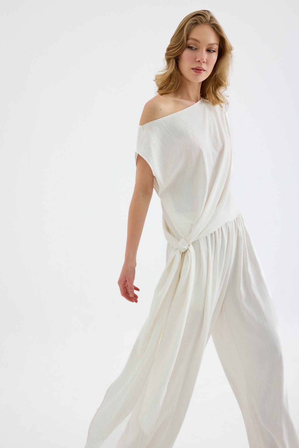 Torina Draped Viscose Top - Ecru