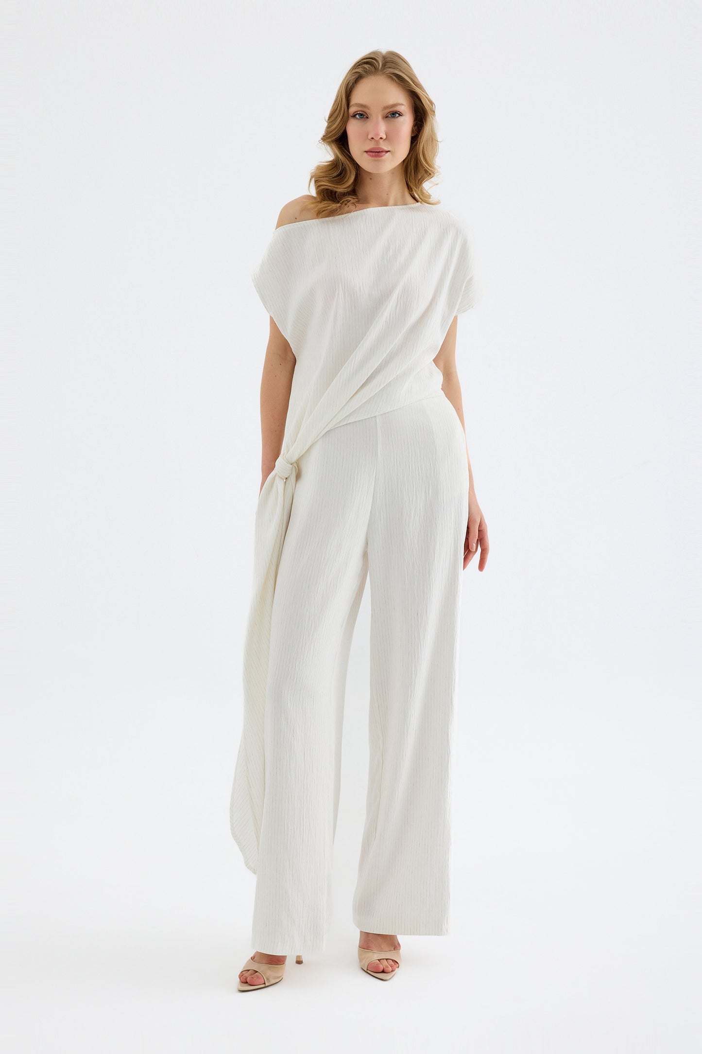 Elvara Fluid Viscose Pants - Ecru