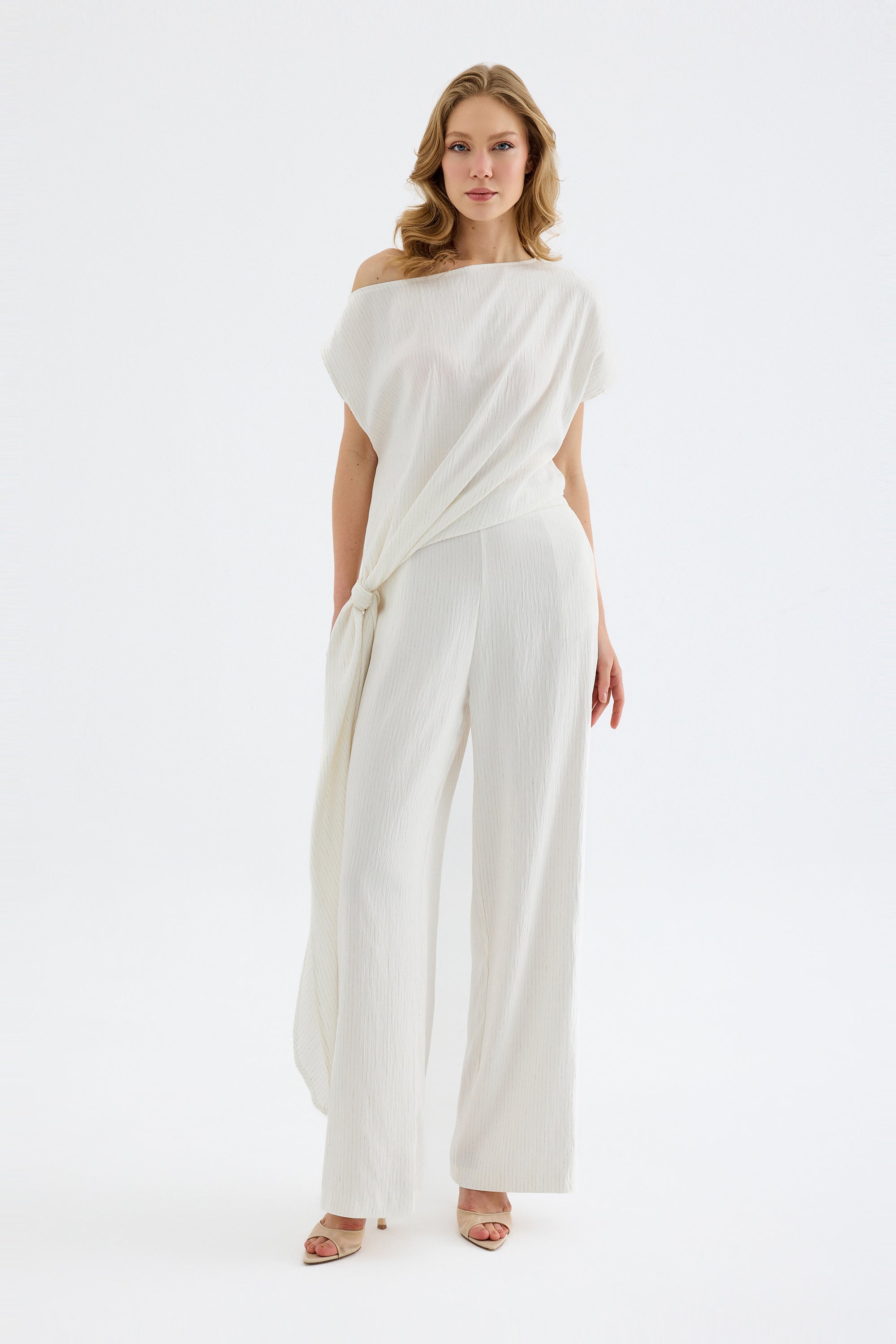 Elvara Fluid Viscose Pants - Ecru