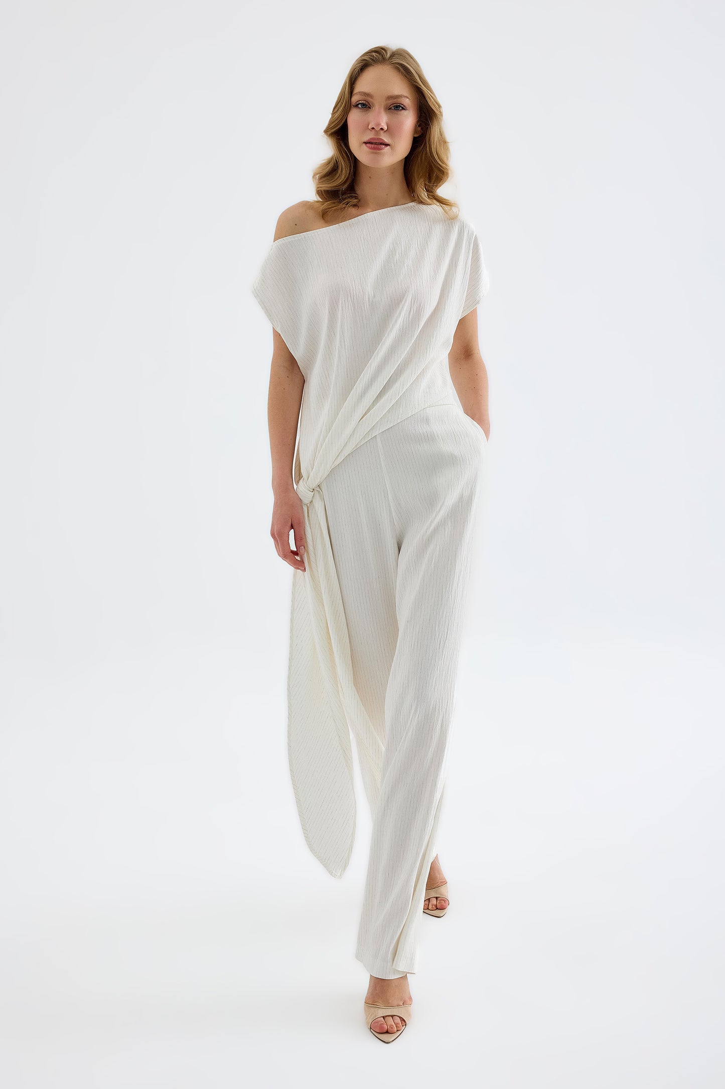 Torina Draped Viscose Top - Ecru