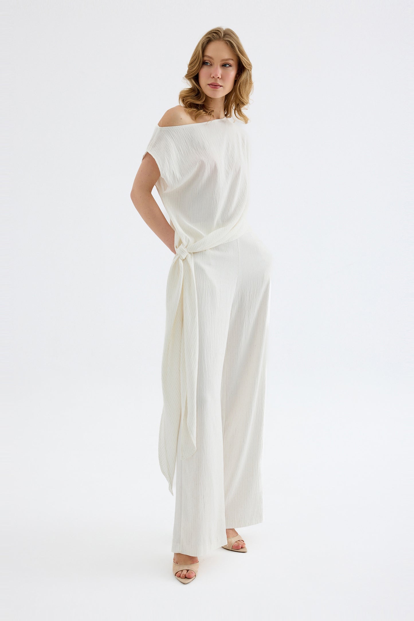 Elvara Fluid Viscose Pants - Ecru