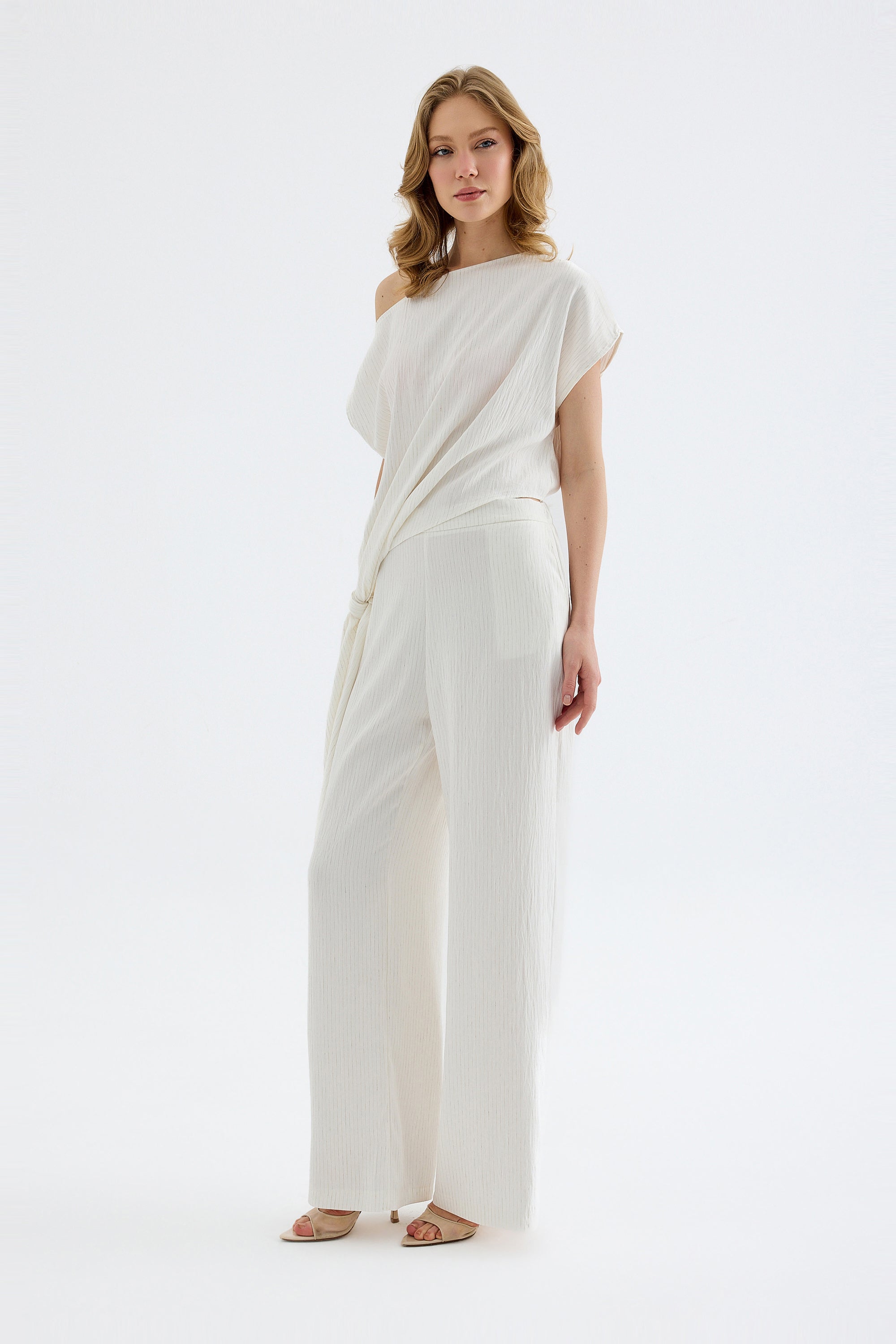 Elvara Fluid Viscose Pants - Ecru