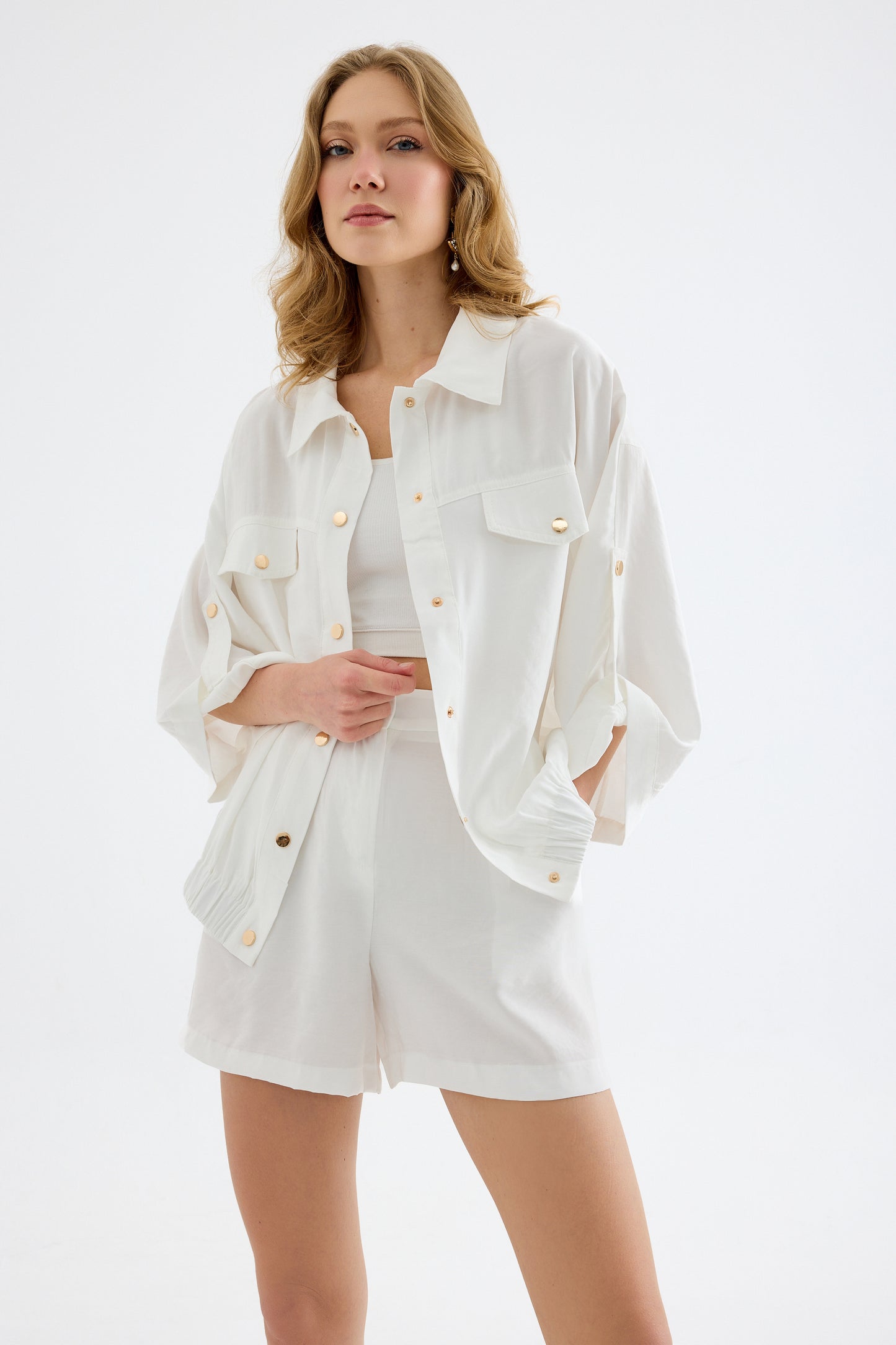 Velina Single Pleat Mini Shorts – White