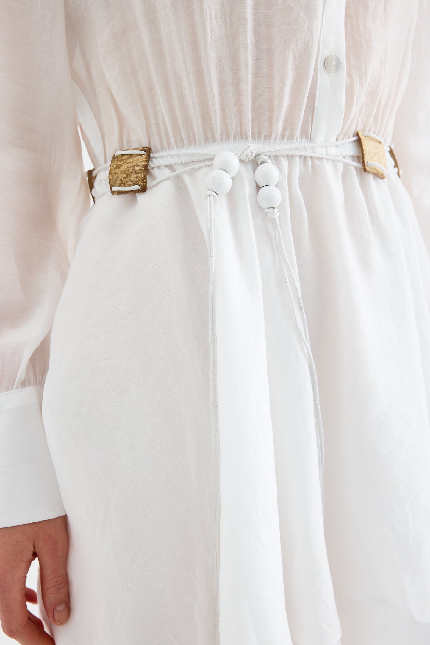 Alora Tencel Mini White Shirt Dress