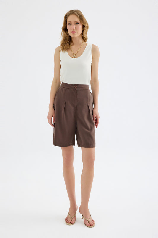 Vera Tencel Bermuda Short - Brown