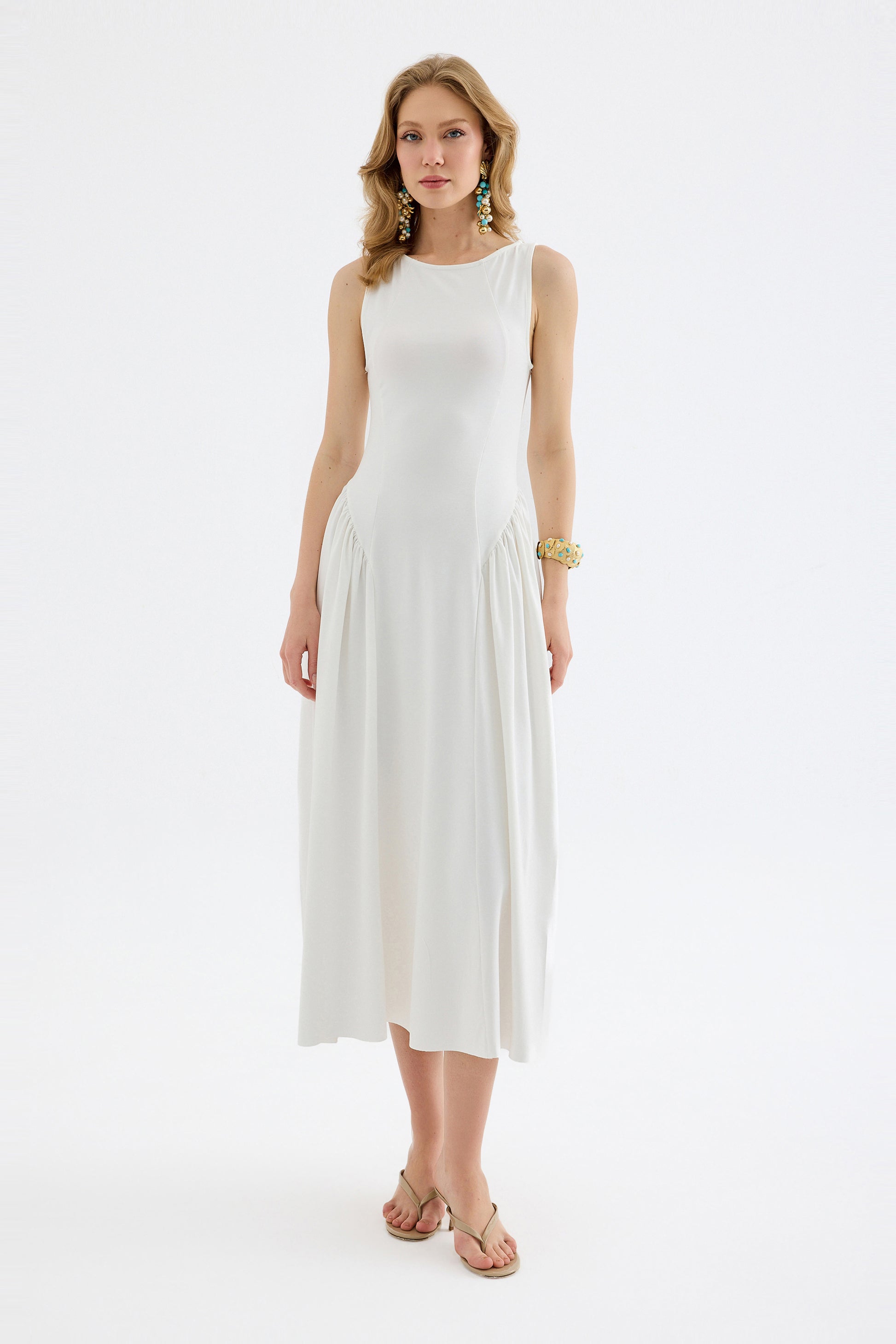 Elaris Viscose Bodycon Maxi Dress - White