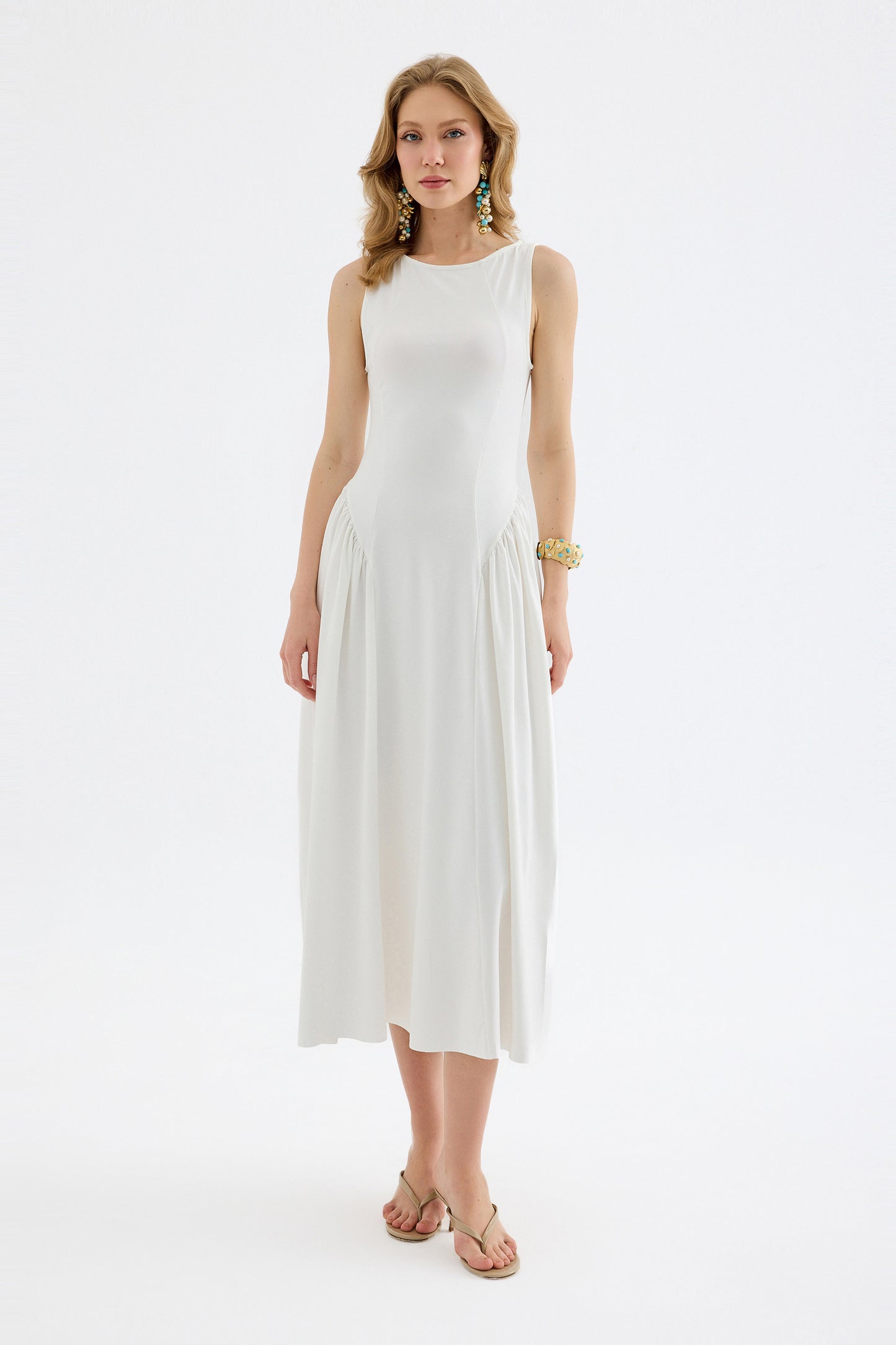 Elaris Viscose Bodycon Maxi White Dress