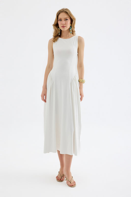 Elaris Viscose Bodycon Maxi White Dress