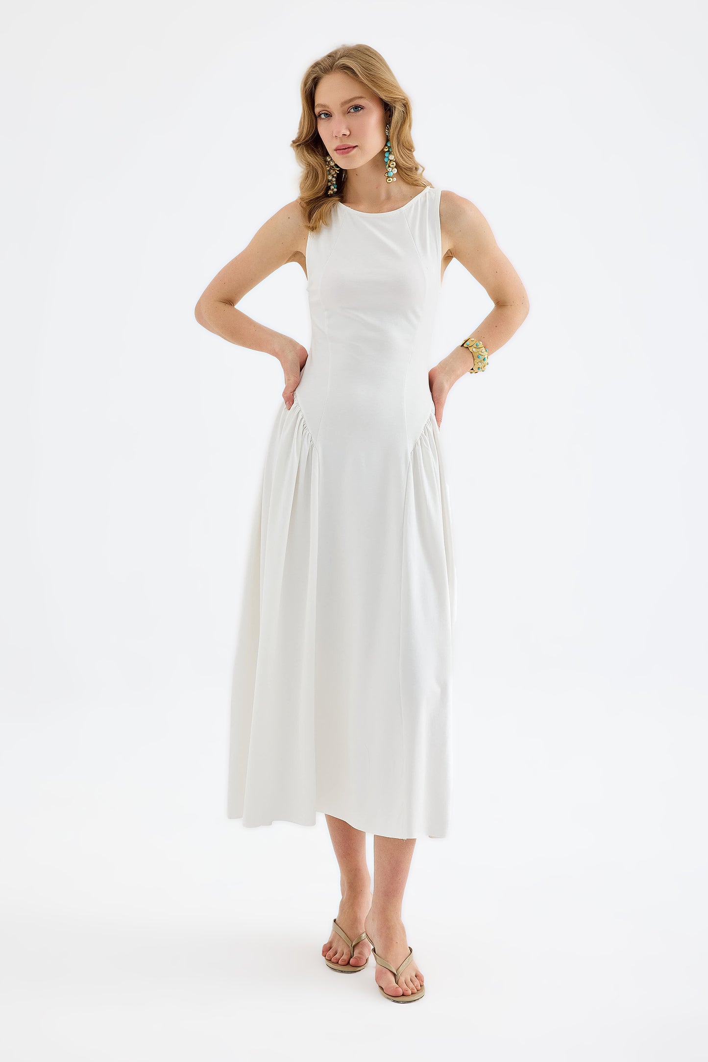 Elaris Viscose Bodycon Maxi Dress - White