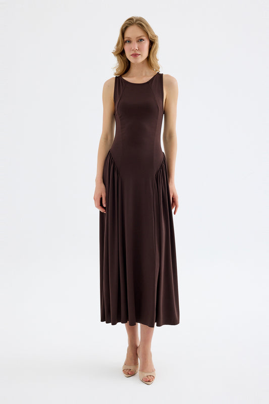 Elaris Viscose Bodycon Maxi Dress - Brown