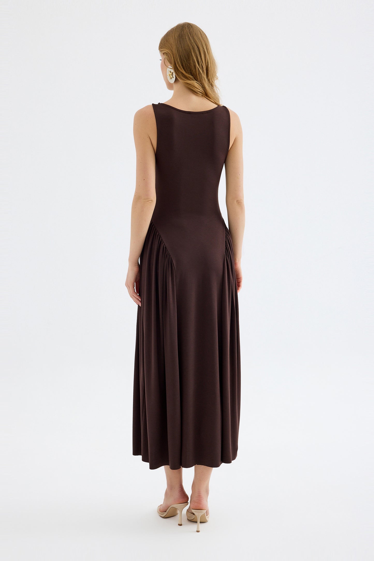 Elaris Viscose Bodycon Maxi Dress - Brown