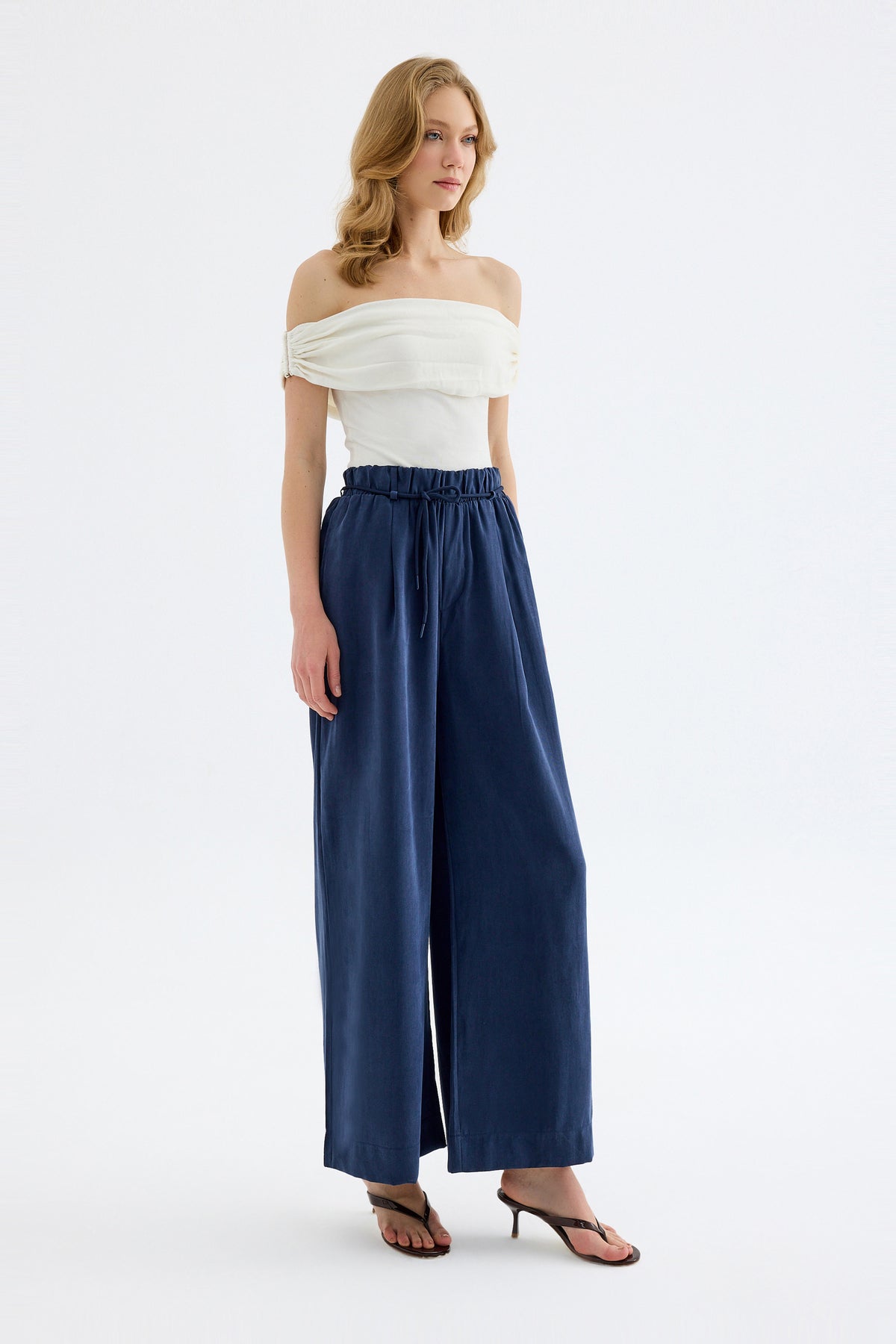 Calira Modal Wide Leg Pants - Navy Blue