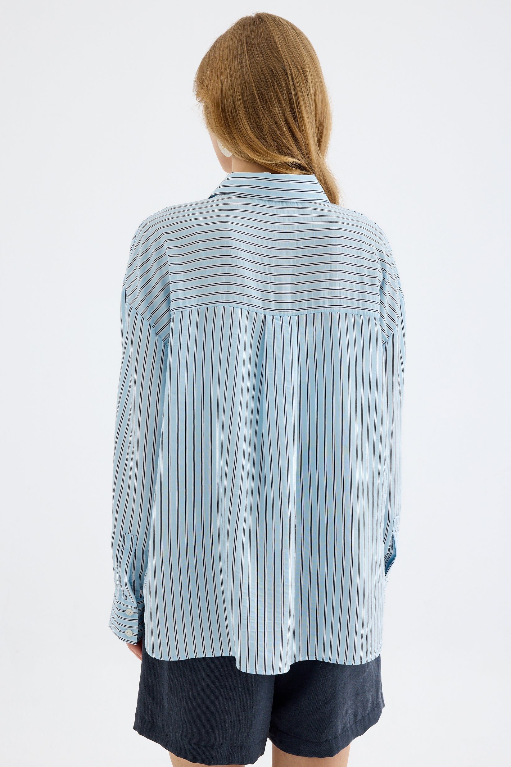 Vionne Viscose Striped Shirt - Blue