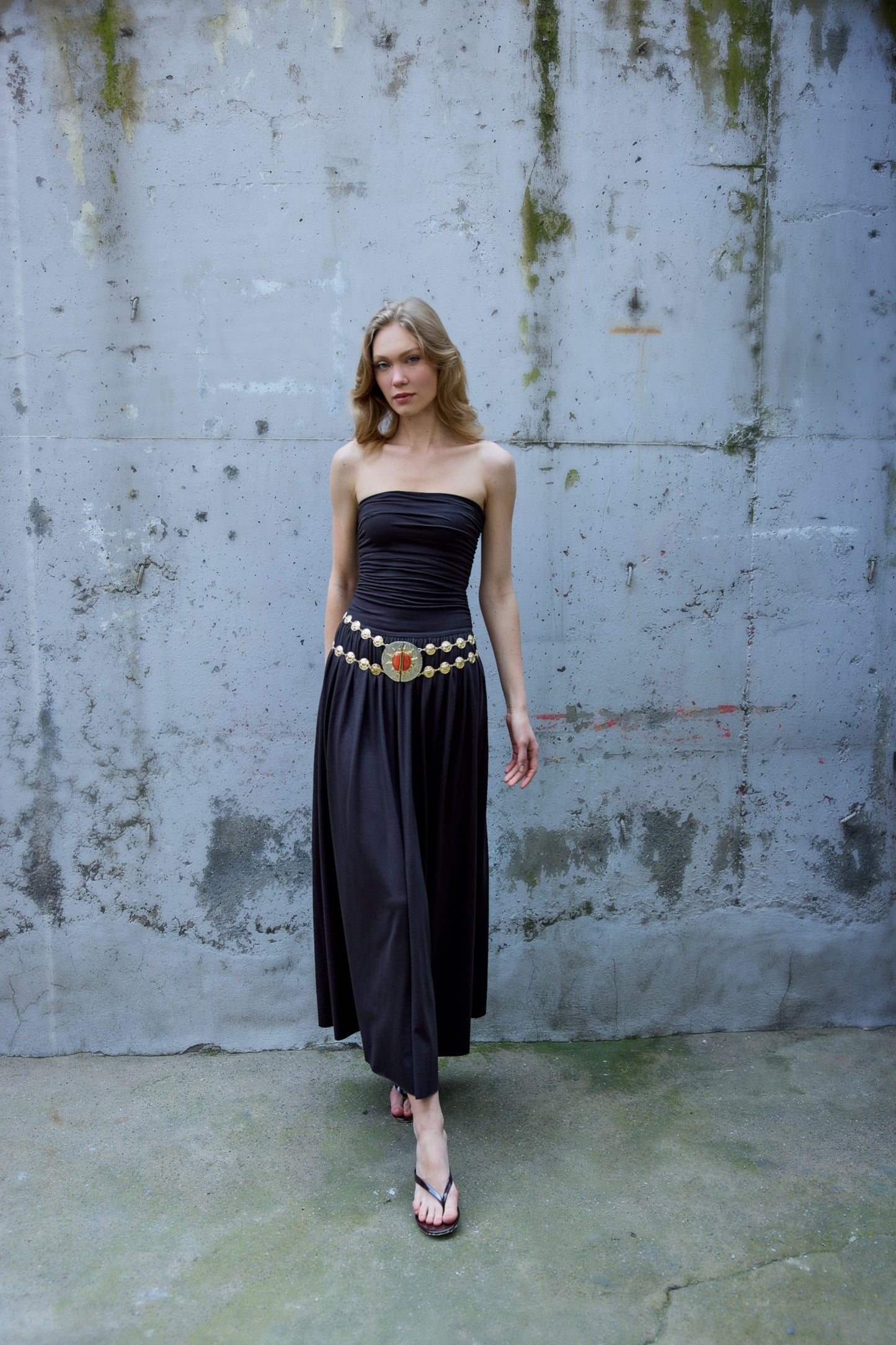 Aluna Strapless Maxi Brown Dress