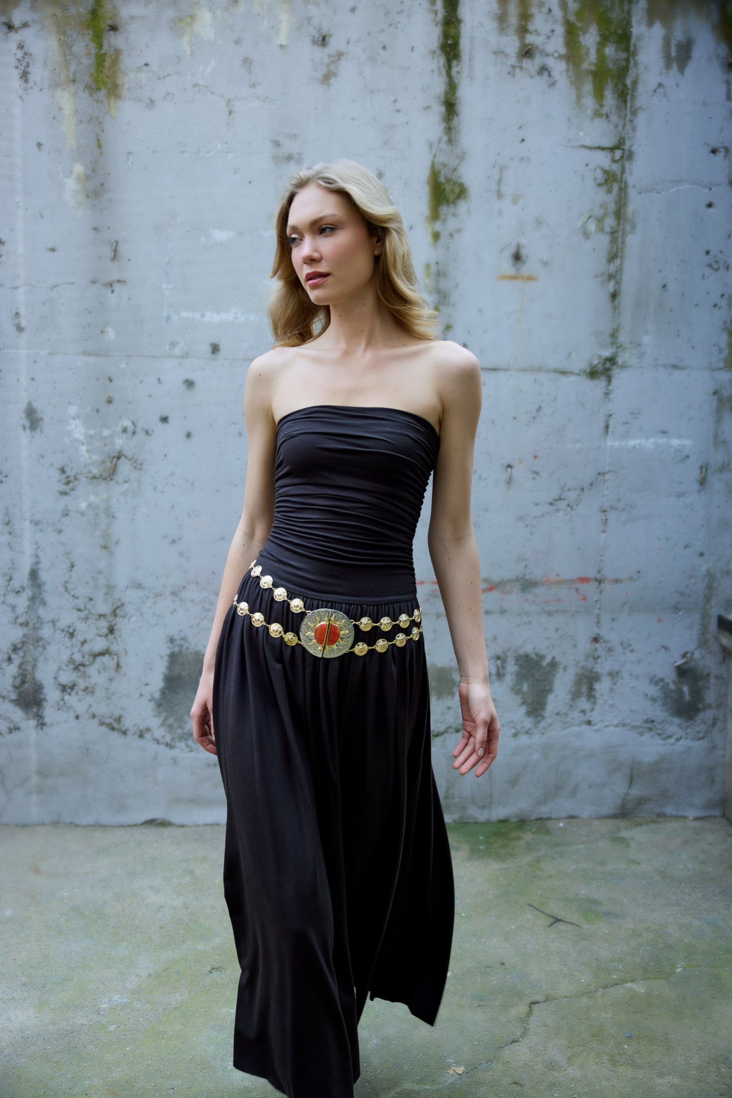 Aluna Strapless Maxi Brown Dress