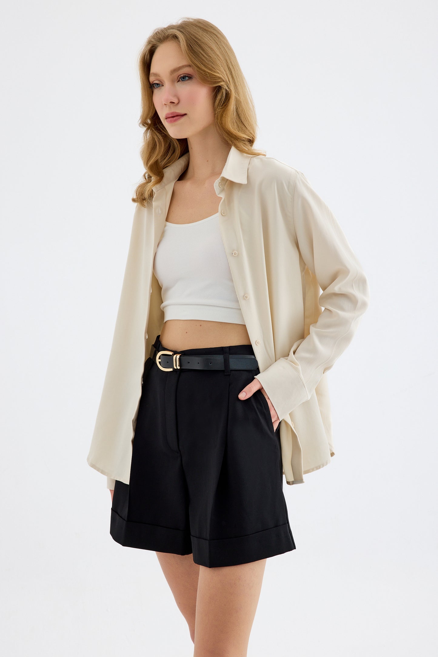 Colette Basic Lyocell  Stone Shirt