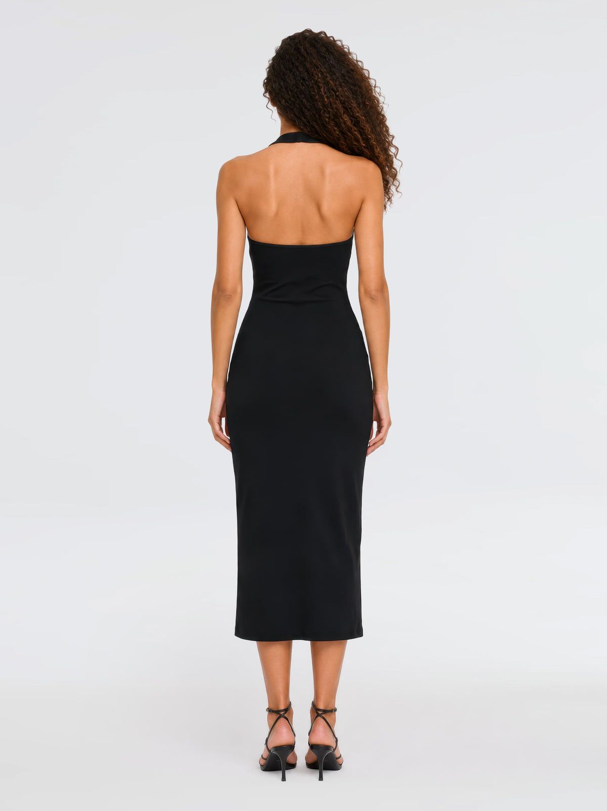 Orion Halter Cotton Midi Dress – Black