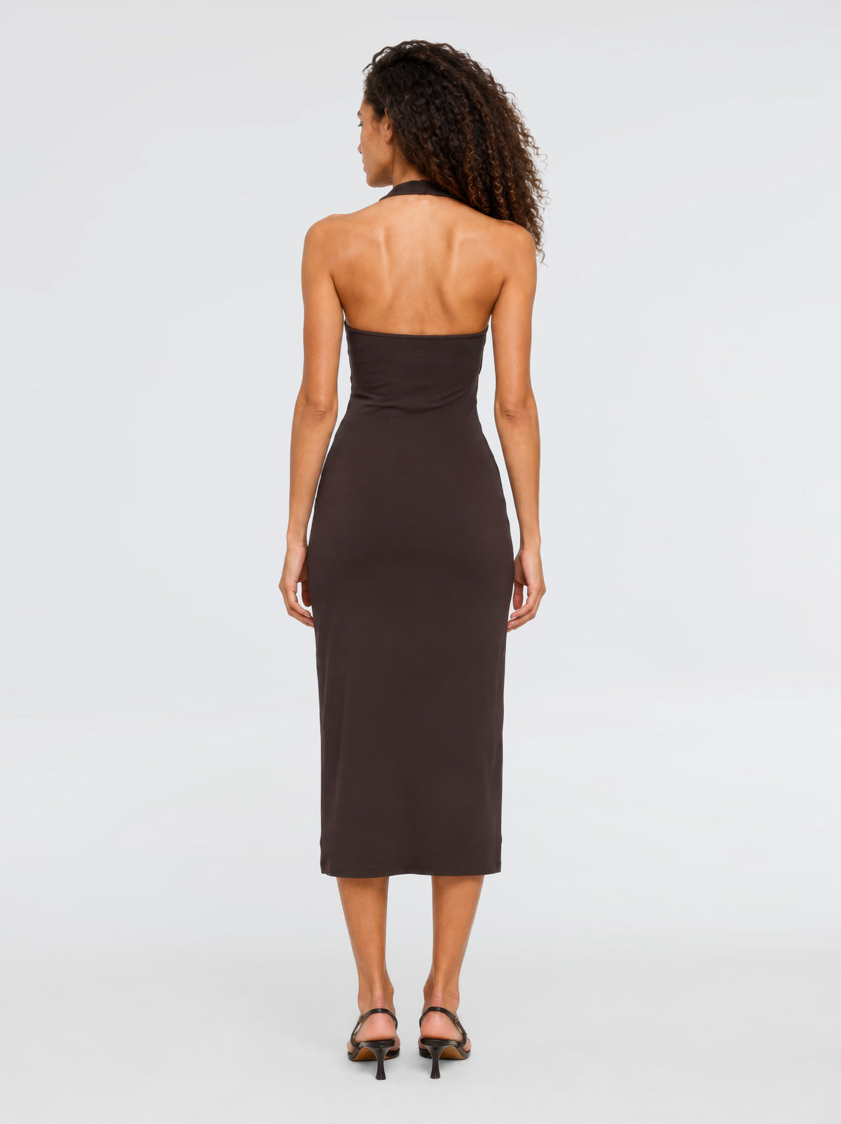 Orion Halter Cotton Midi Dress – Brown