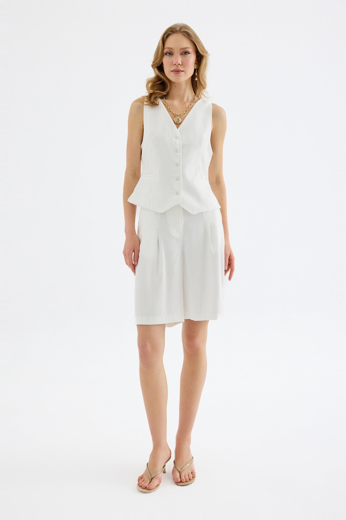 Vera Tencel Bermuda Shorts -  White