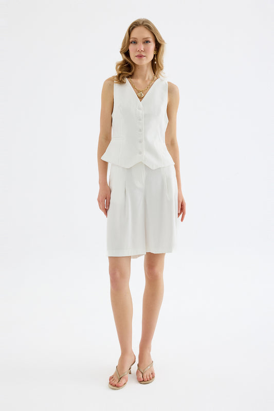 Vera Tencel Bermuda Shorts -  White